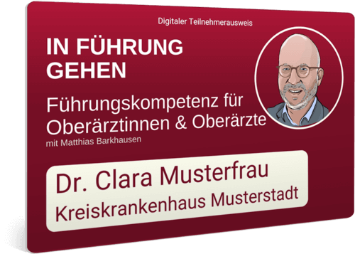 Teilnehmersausweis In Führung gehen Clara Musterfrau